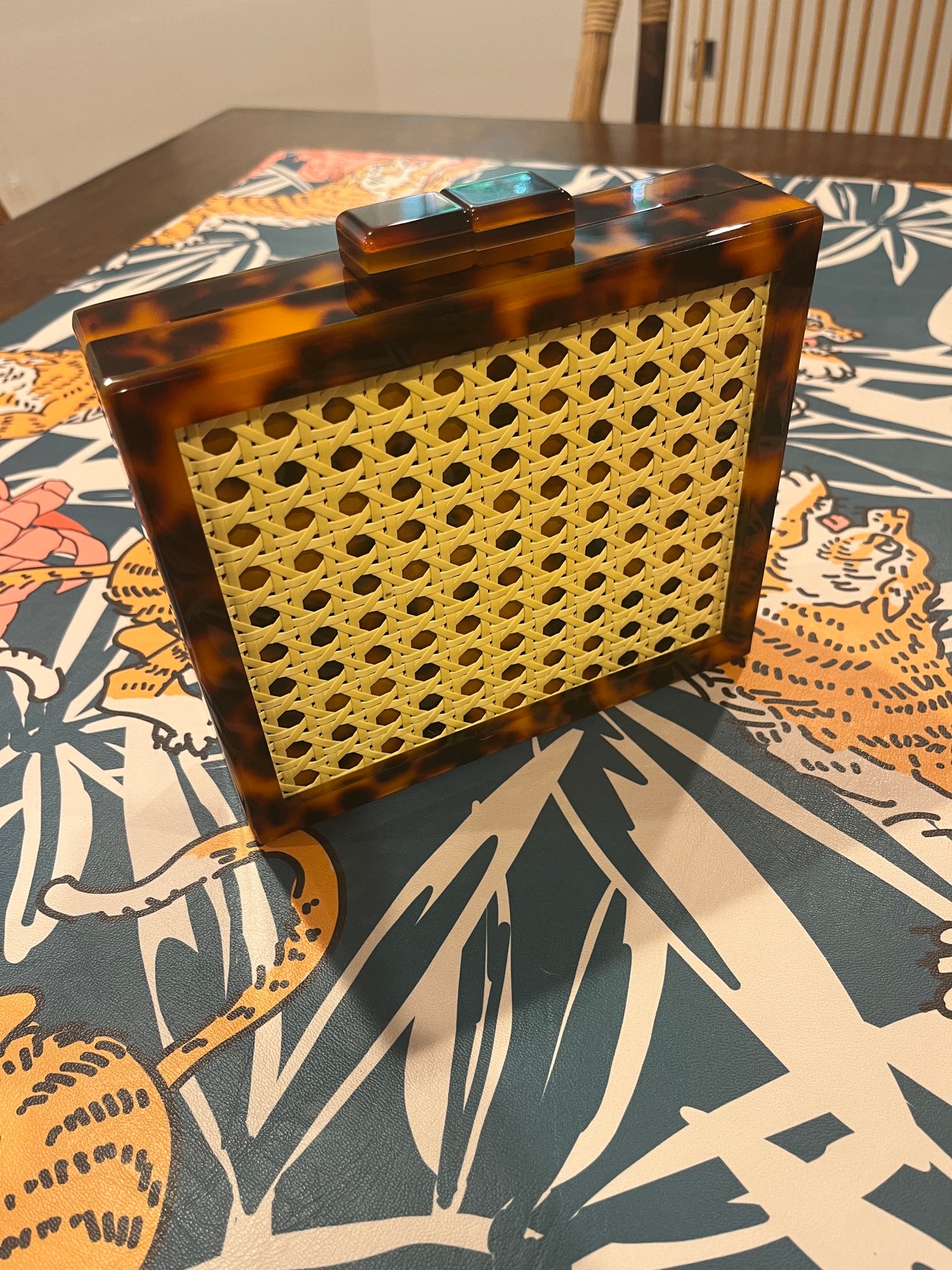Tortoiseshell and Cane Card Clutch- Large Card