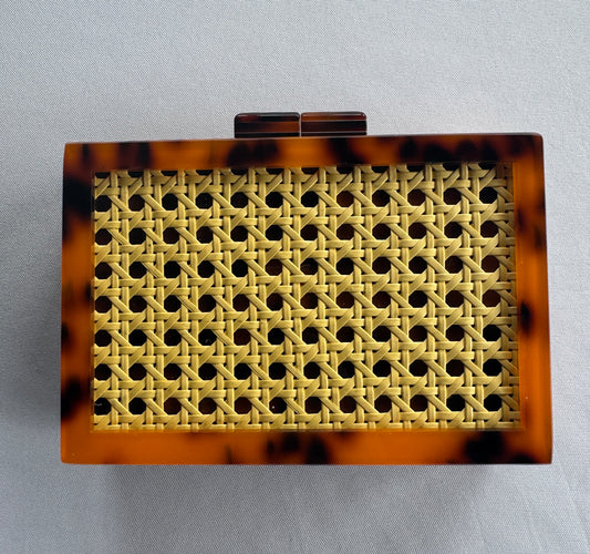 Tortoiseshell and Cane Card Clutch - Standard Size
