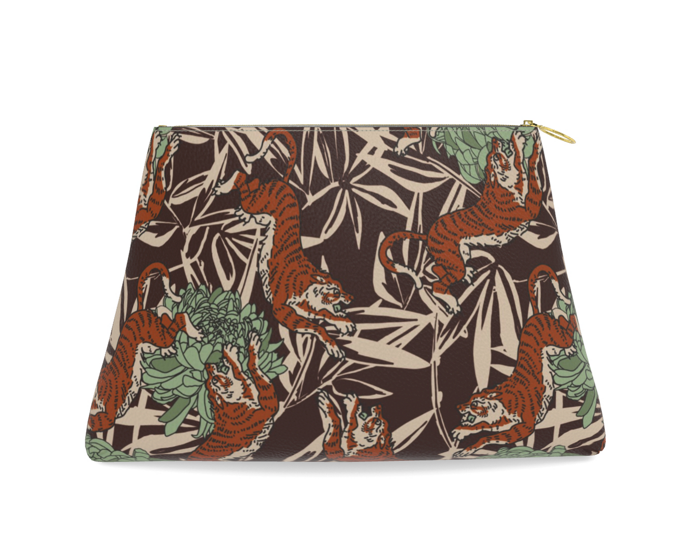 Roomy Leather Tile Clutch - Cinnamon